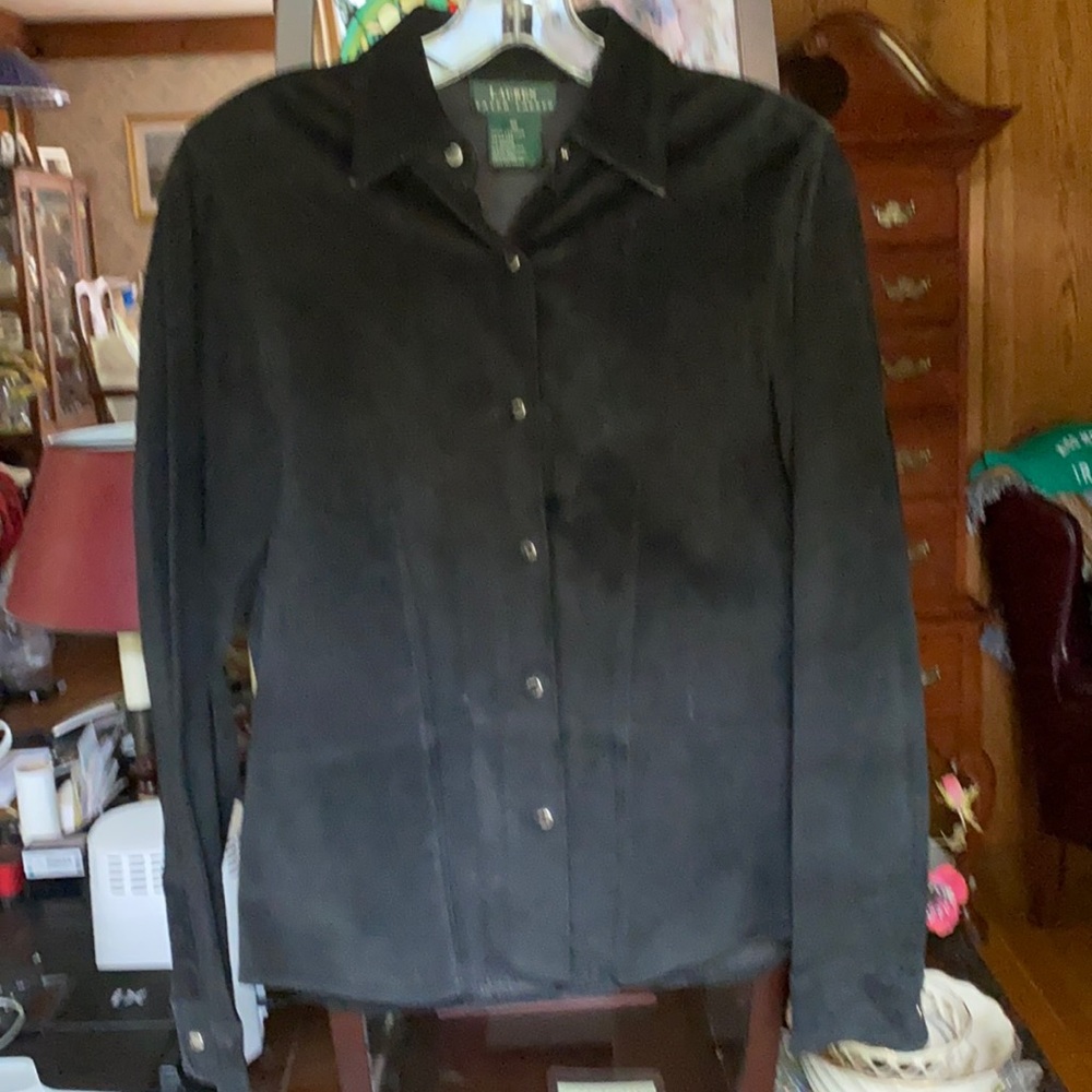 Ralph Lauren suede snap front long sleeve